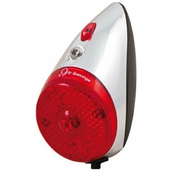 Spanninga LED achterlicht Nr 9 XB Presentatieverpakking, batterijvoeding, spatbord Chroom